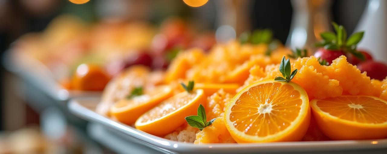 Premium Frühstücksbuffet mit frischen Orangen im Hotel